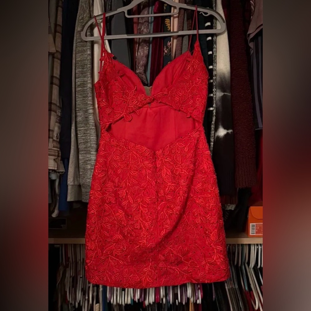 Glam Red Homecoming Dress 2 - Picture 3 of 7
